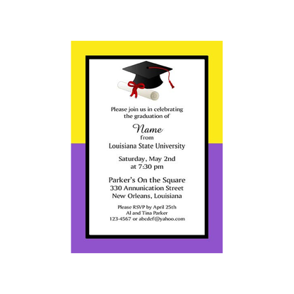 COLOR BLOCK SCHOOL COLORS GRADUATION CUSTOM INVITATION