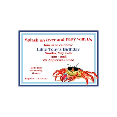 COOL CRAB CUSTOM INVITATION