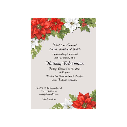 CORNERS OF POINSETTIAS CUSTOM INVITATION