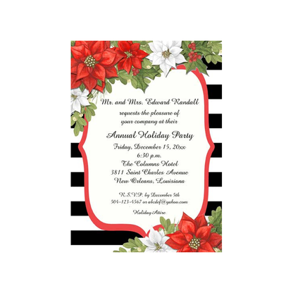 CORNERS OF POINSETTIAS CUSTOM INVITATION