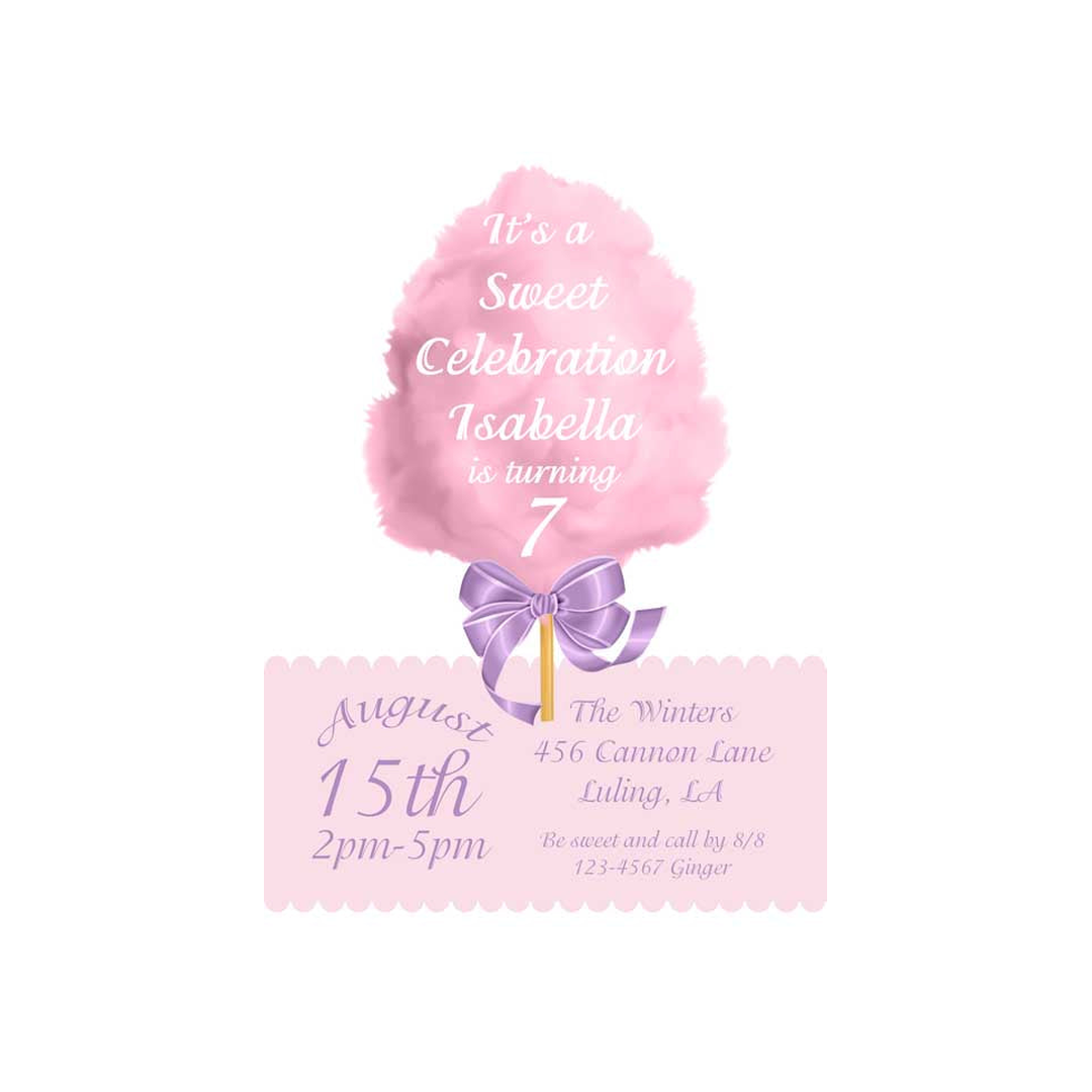 COTTON CANDY CUSTOM INVITATION