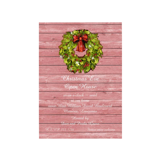 COUNTRY FARMHOUSE CHRISTMAS WREATH CUSTOM INVITATION