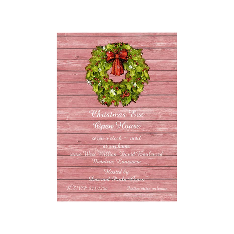 COUNTRY FARMHOUSE CHRISTMAS WREATH CUSTOM INVITATION