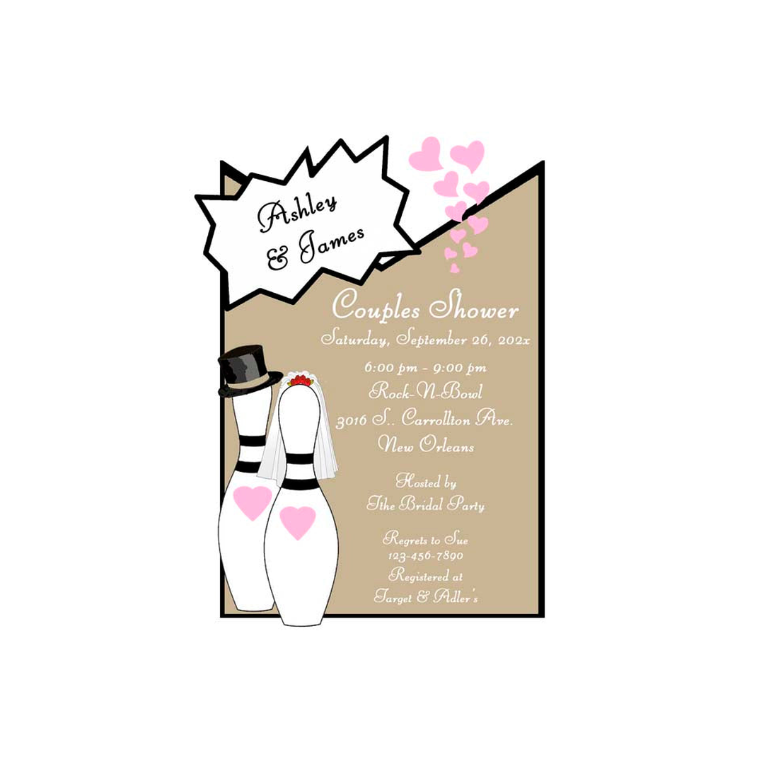 COUPLES BOWLING PINS-2 CUSTOM INVITATION