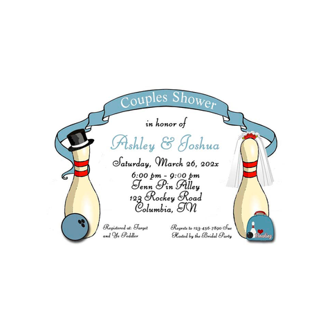 COUPLES BOWLING PINS CUSTOM INVITATION