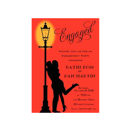 COUPLE KISSING NEAR LAMPPOST CUSTOM INVITATION