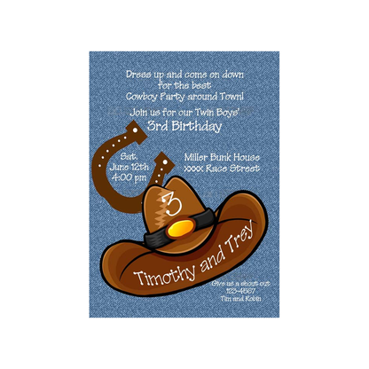 COWBOY - COWGIRL HAT CUSTOM INVITATION