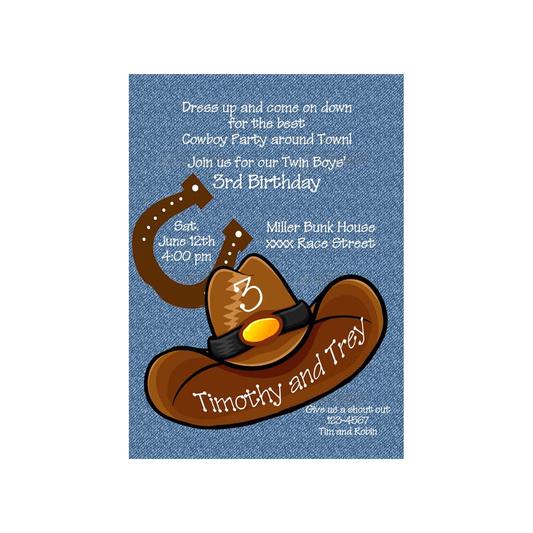 COWBOY - COWGIRL HAT CUSTOM INVITATION