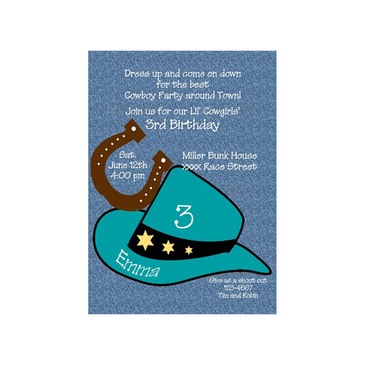 COWBOY - COWGIRL HAT CUSTOM INVITATION