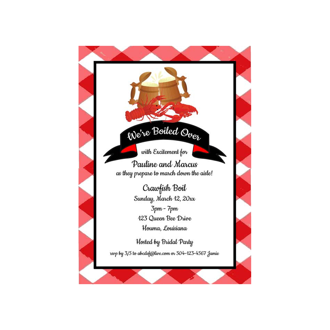 CRAWFISH BEER AND BANNER CUSTOM INVITATION