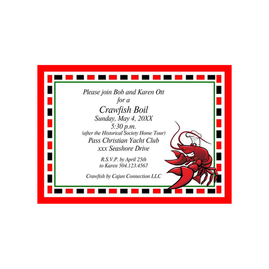 CRAWFISH CHEF BOIL ORDER ON CUSTOM INVITATION