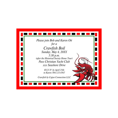 CRAWFISH CHEF BOIL ORDER ON CUSTOM INVITATION