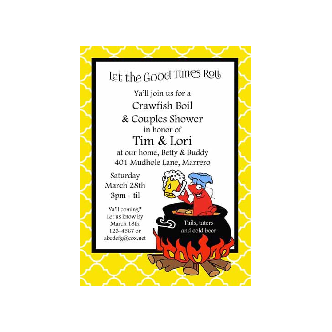 CRAWFISH IN BOILING POT CUSTOM INVITATION