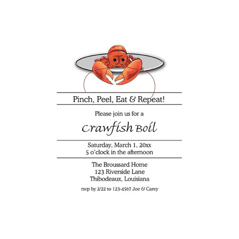 CRAWFISH ON A PLATE CUSTOM INVITATION