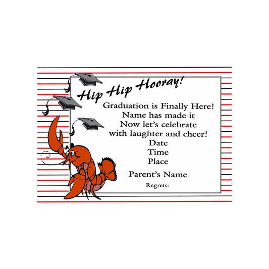 CRAWFISH TOSSING CAPS GRADUATION CUSTOM INVITATION