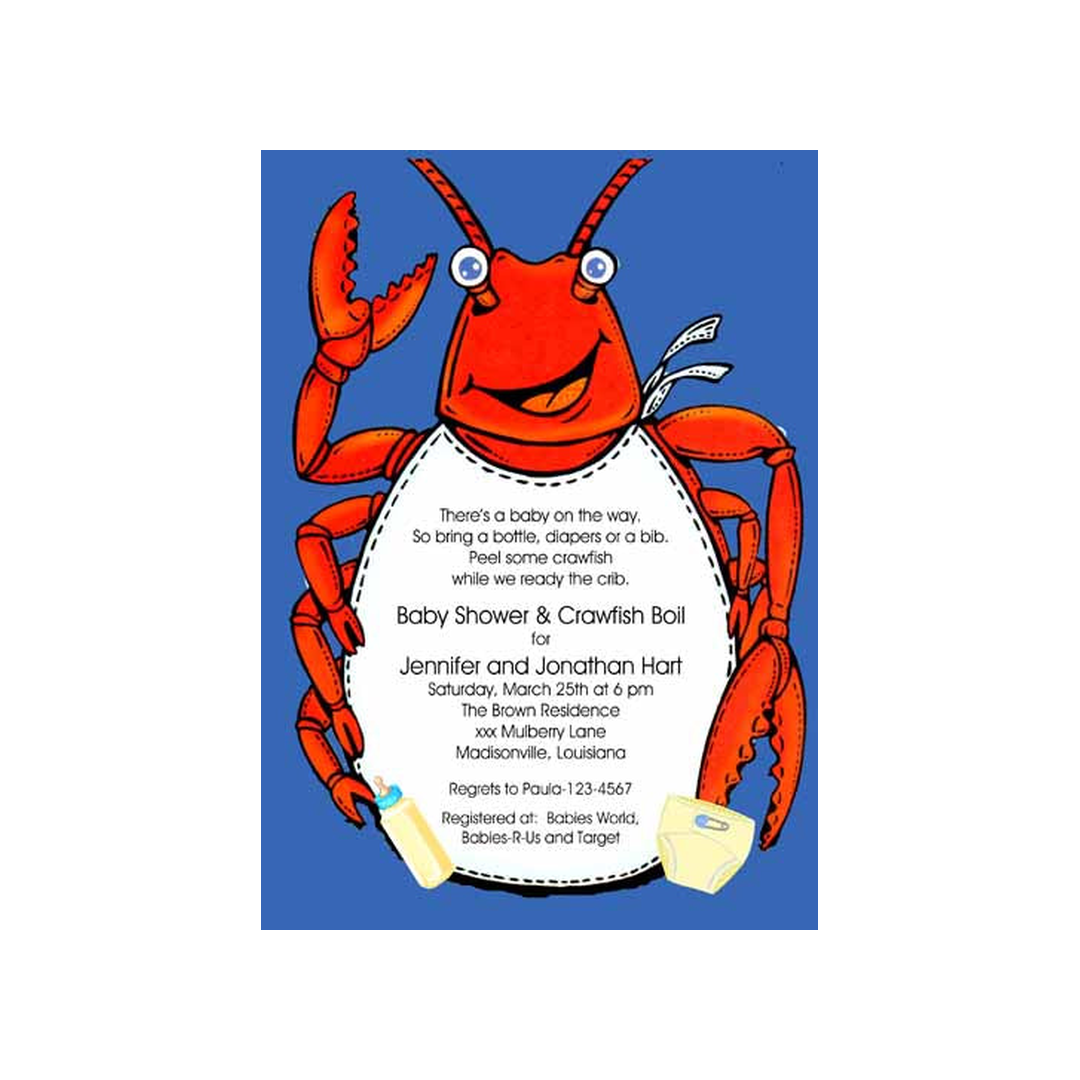 CRAWFISH WITH BIB CUSTOM INVITATION