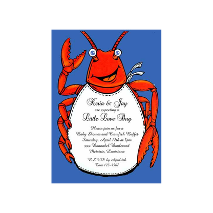 CRAWFISH WITH BIB CUSTOM INVITATION