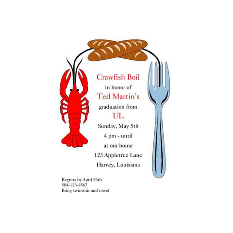 CRAWFISH WITH FRENCH BREAD CUSTOM INVITATION