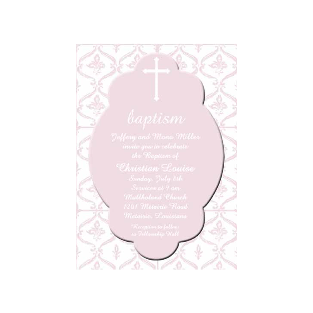 CROSS AND FLEUR DE LIS BACKGROUND CUSTOM INVITATION