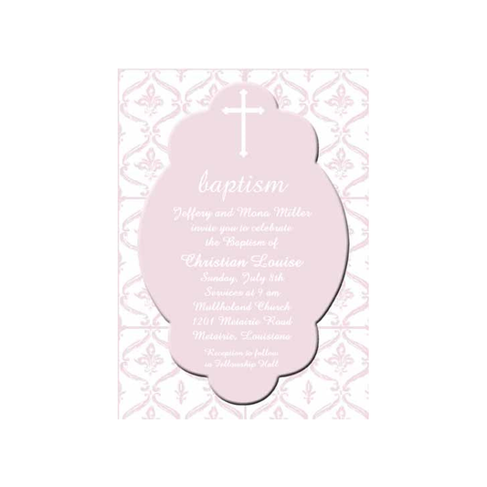 CROSS AND FLEUR DE LIS BACKGROUND CUSTOM INVITATION