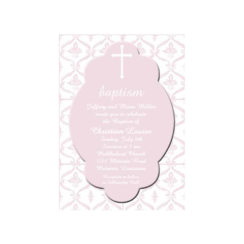 CROSS AND FLEUR DE LIS BACKGROUND CUSTOM INVITATION