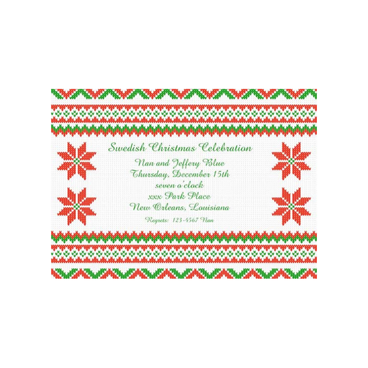 CROSS STITCH KNIT PATTERN CUSTOM INVITATION