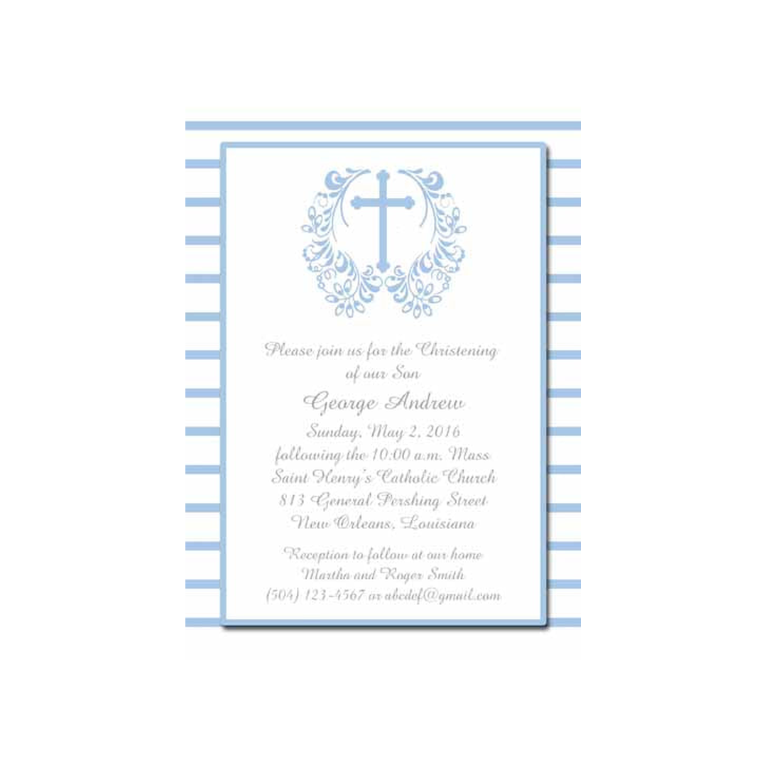 CROSS WITH FILIGREE WREATH CUSTOM INVITATION