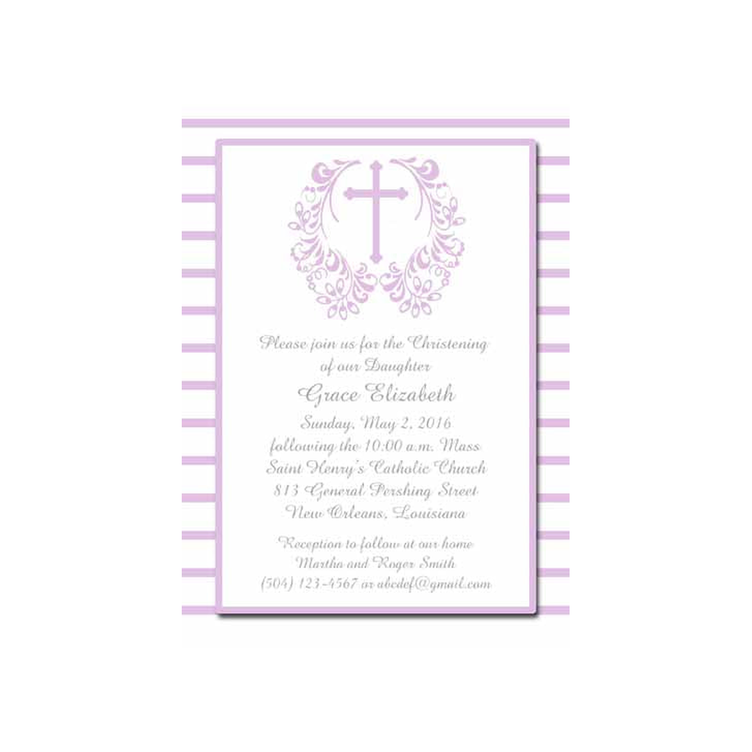 CROSS WITH FILIGREE WREATH CUSTOM INVITATION