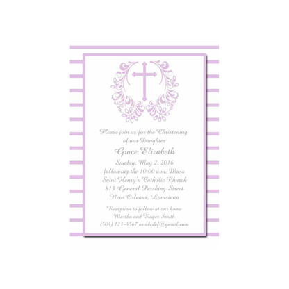 CROSS WITH FILIGREE WREATH CUSTOM INVITATION