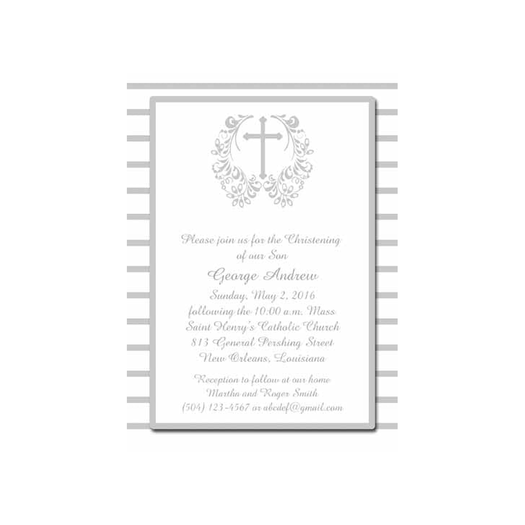 CROSS WITH FILIGREE WREATH CUSTOM INVITATION