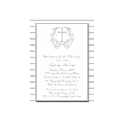 CROSS WITH FILIGREE WREATH CUSTOM INVITATION