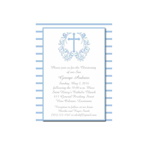 CROSS WITH FILIGREE WREATH CUSTOM INVITATION