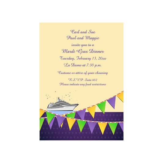 CRUISE SHIP AND FLAGS CUSTOM INVITATION