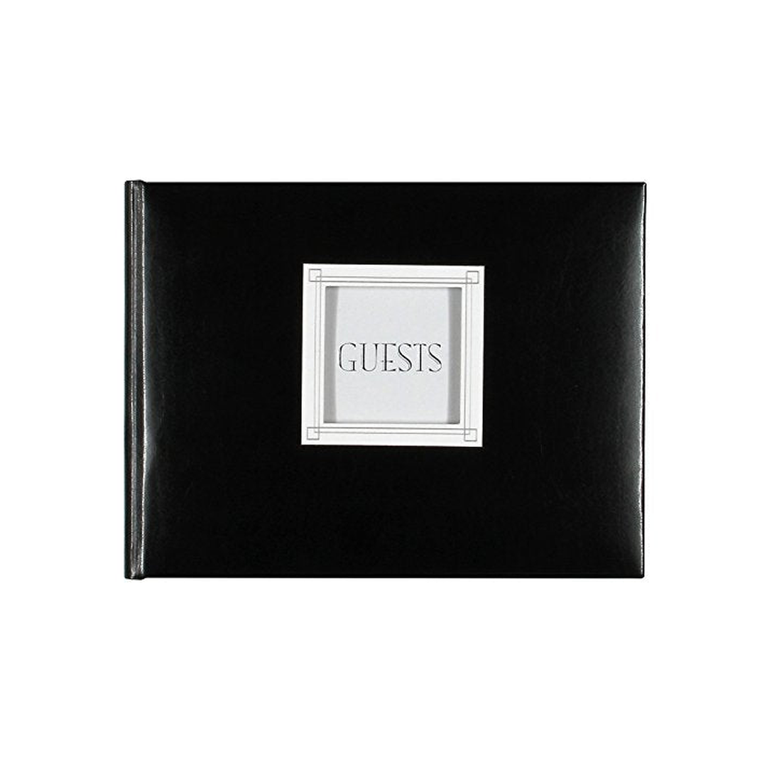 CUSTOMIZABLE BLACK LEATHER GUEST BOOK
