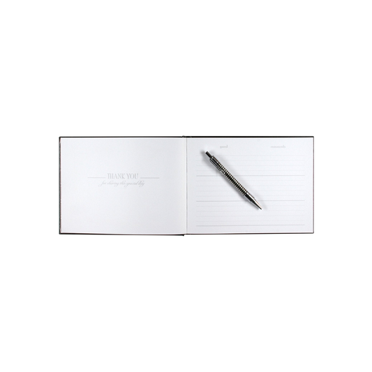 CUSTOMIZABLE BLACK LEATHER GUEST BOOK