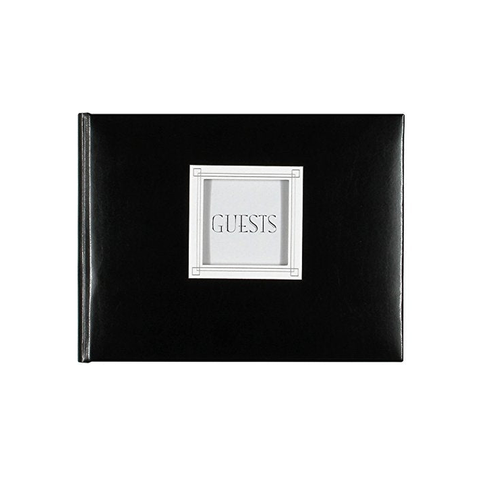 CUSTOMIZABLE BLACK LEATHER GUEST BOOK