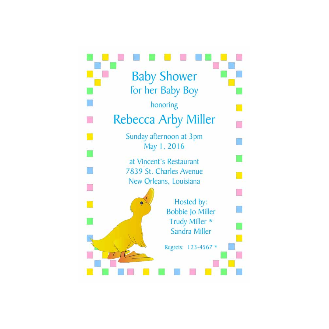 CUTE BABY DUCK CUSTOM INVITATION