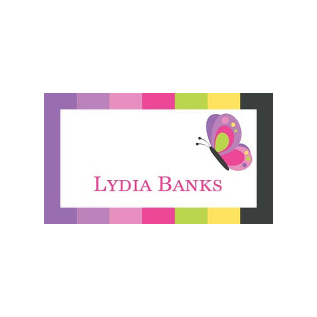CUTE BUTTERFLIES AND STRIPES PERSONALIZED GIFT OR CALLING CARDS