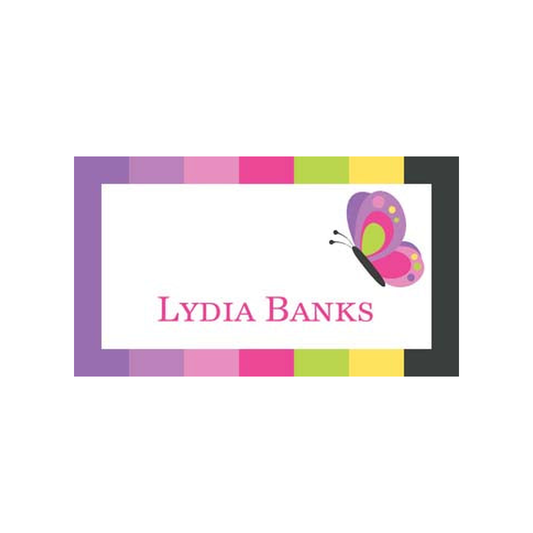 CUTE BUTTERFLIES AND STRIPES PERSONALIZED GIFT OR CALLING CARDS