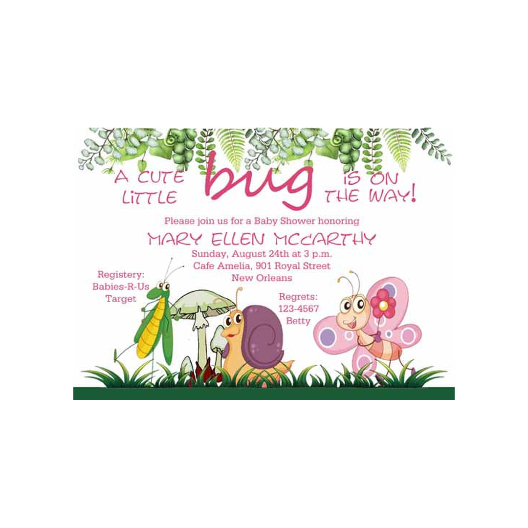 CUTE INSECTS CUSTOM INVITATION