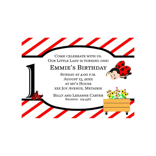 CUTE LITTLE LADYBUG CUSTOM INVITATION