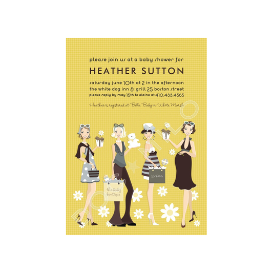 DAISY BABY SHOWER YELLOW - BLANK STOCK INVITATION