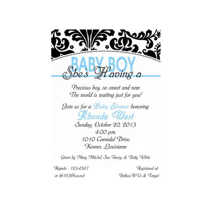 DAMASK BORDER CUSTOM INVITATION