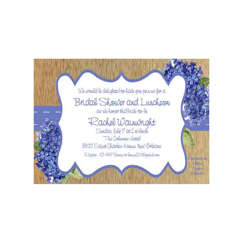 DARK BLUE HYDRANGEAS CUSTOM INVITATION