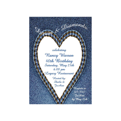 DENIM HEART POCKET CUSTOM INVITATION