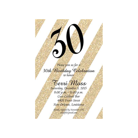 DIAGONAL GLITTER CUSTOM INVITATION