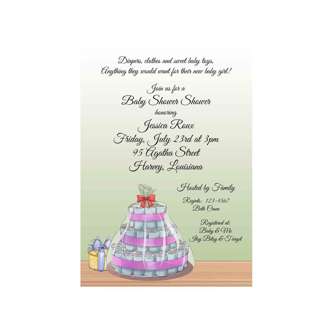 DIAPER CAKE CUSTOM INVITATION