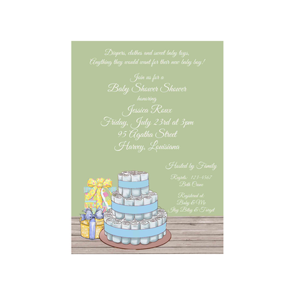 DIAPER CAKE CUSTOM INVITATION