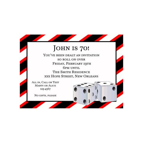 DICE CUSTOM INVITATION
