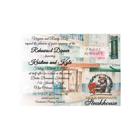 DICKIE BRENNAN'S STEAKHOUSE RESTAURANT CUSTOM INVITATION